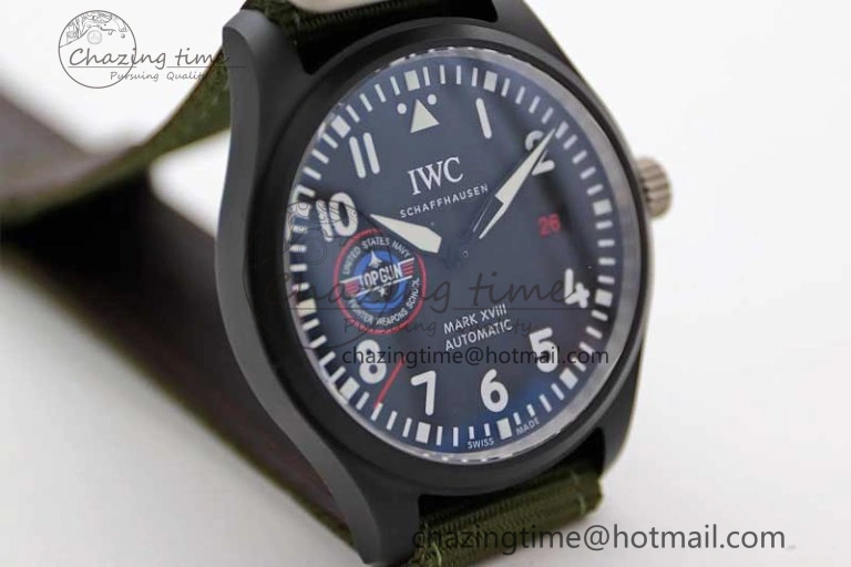 Mark XVIII ‘TOPGUN SFTI’ Ceramic M+F Best Edition Black Dial on Green Nylon Strap