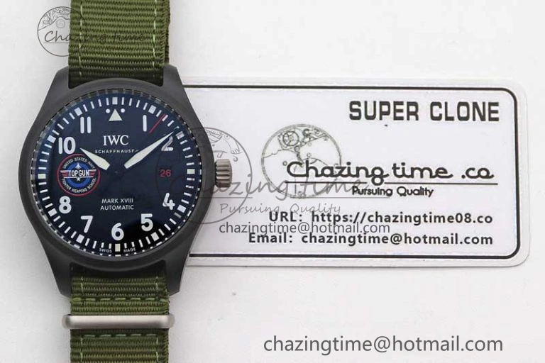 Mark XVIII ‘TOPGUN SFTI’ Ceramic M+F Best Edition Black Dial on Green Nylon Strap