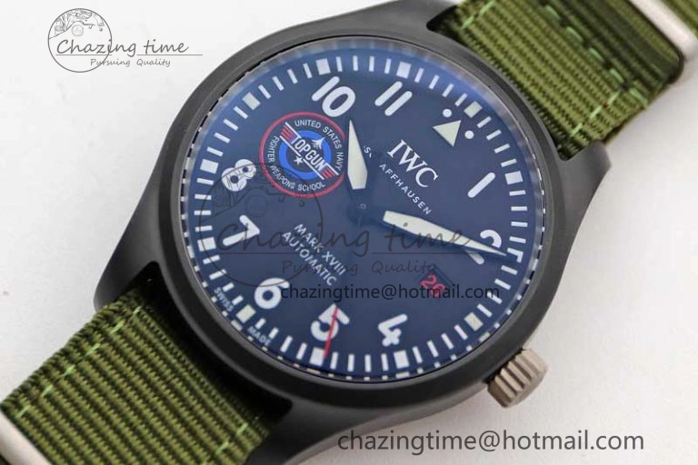 Mark XVIII ‘TOPGUN SFTI’ Ceramic M+F Best Edition Black Dial on Green Nylon Strap