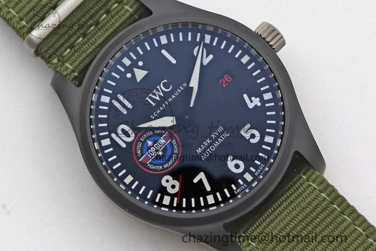 Mark XVIII ‘TOPGUN SFTI’ Ceramic M+F Best Edition Black Dial on Green Nylon Strap