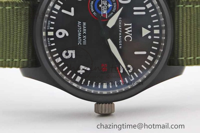Mark XVIII ‘TOPGUN SFTI’ Ceramic M+F Best Edition Black Dial on Green Nylon Strap