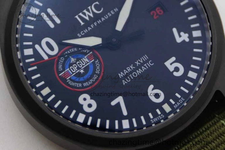 Mark XVIII ‘TOPGUN SFTI’ Ceramic M+F Best Edition Black Dial on Green Nylon Strap