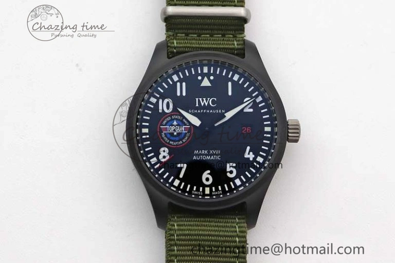 Mark XVIII ‘TOPGUN SFTI’ Ceramic M+F Best Edition Black Dial on Green Nylon Strap