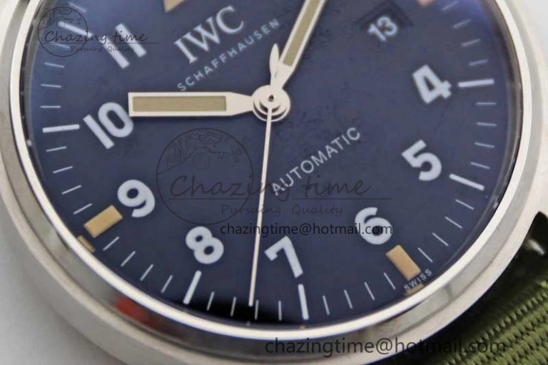 Mark XVIII “TRIBUTE TO MARK XI” IW327007 M+F 1:1 Best Edition Black Dial on Green Nylon Strap A35111