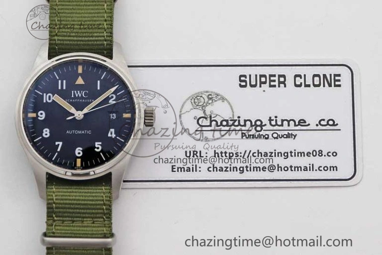 Mark XVIII “TRIBUTE TO MARK XI” IW327007 M+F 1:1 Best Edition Black Dial on Green Nylon Strap A35111