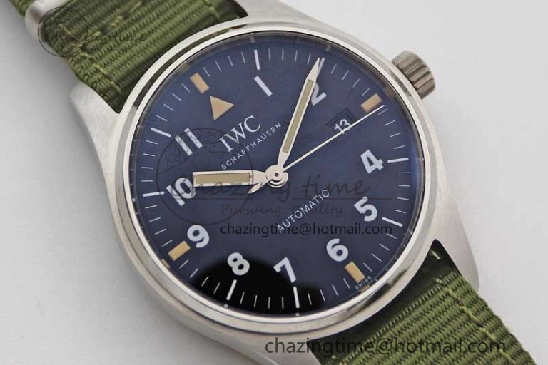 Mark XVIII “TRIBUTE TO MARK XI” IW327007 M+F 1:1 Best Edition Black Dial on Green Nylon Strap A35111