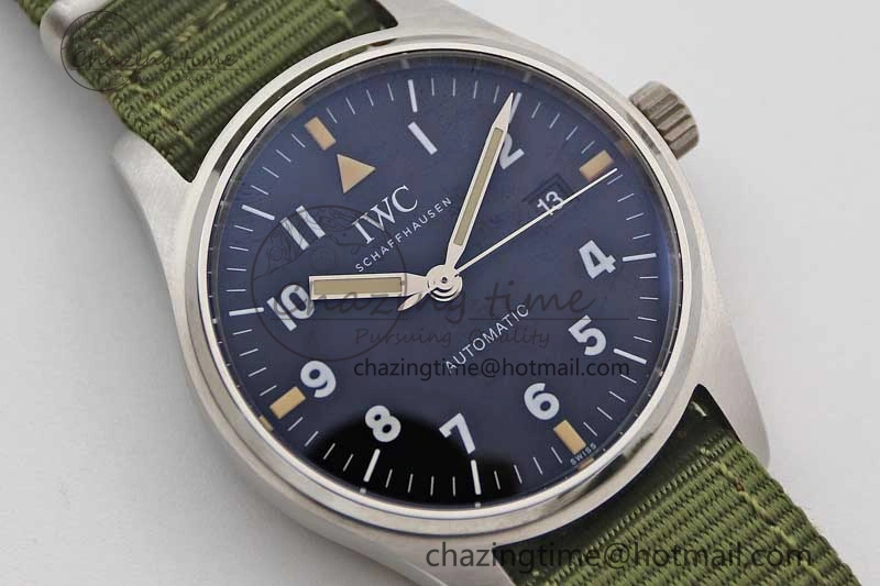 Mark XVIII “TRIBUTE TO MARK XI” IW327007 M+F 1:1 Best Edition Black Dial on Green Nylon Strap A35111