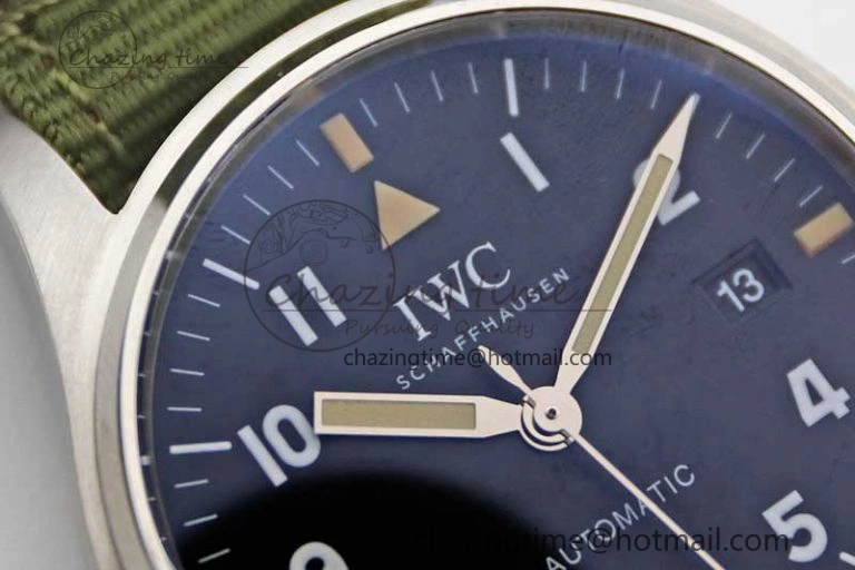 Mark XVIII “TRIBUTE TO MARK XI” IW327007 M+F 1:1 Best Edition Black Dial on Green Nylon Strap A35111