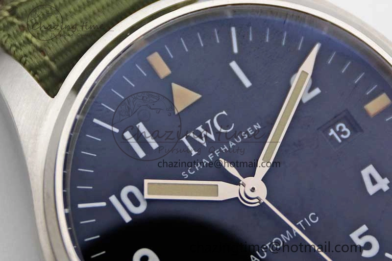 Mark XVIII “TRIBUTE TO MARK XI” IW327007 M+F 1:1 Best Edition Black Dial on Green Nylon Strap A35111