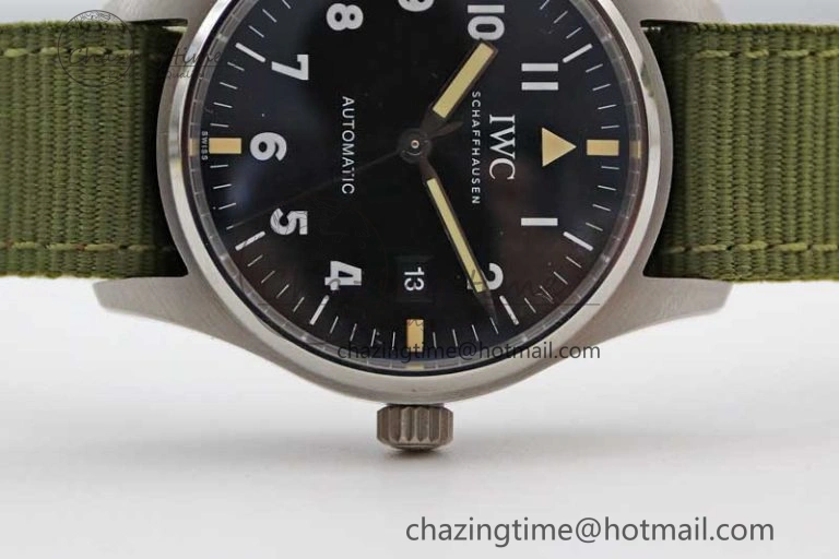 Mark XVIII “TRIBUTE TO MARK XI” IW327007 M+F 1:1 Best Edition Black Dial on Green Nylon Strap A35111