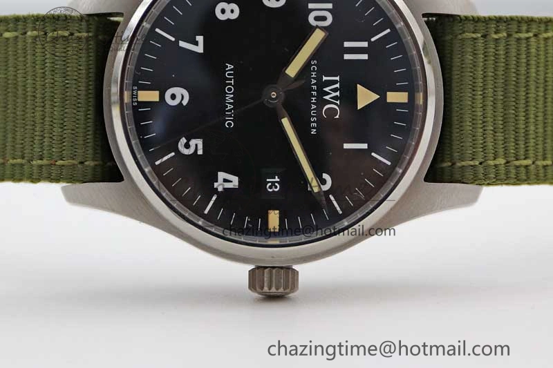 Mark XVIII “TRIBUTE TO MARK XI” IW327007 M+F 1:1 Best Edition Black Dial on Green Nylon Strap A35111