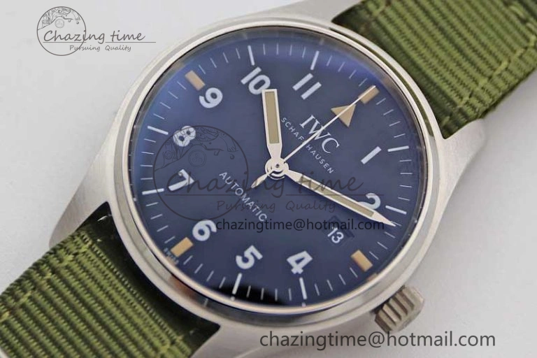 Mark XVIII “TRIBUTE TO MARK XI” IW327007 M+F 1:1 Best Edition Black Dial on Green Nylon Strap A35111