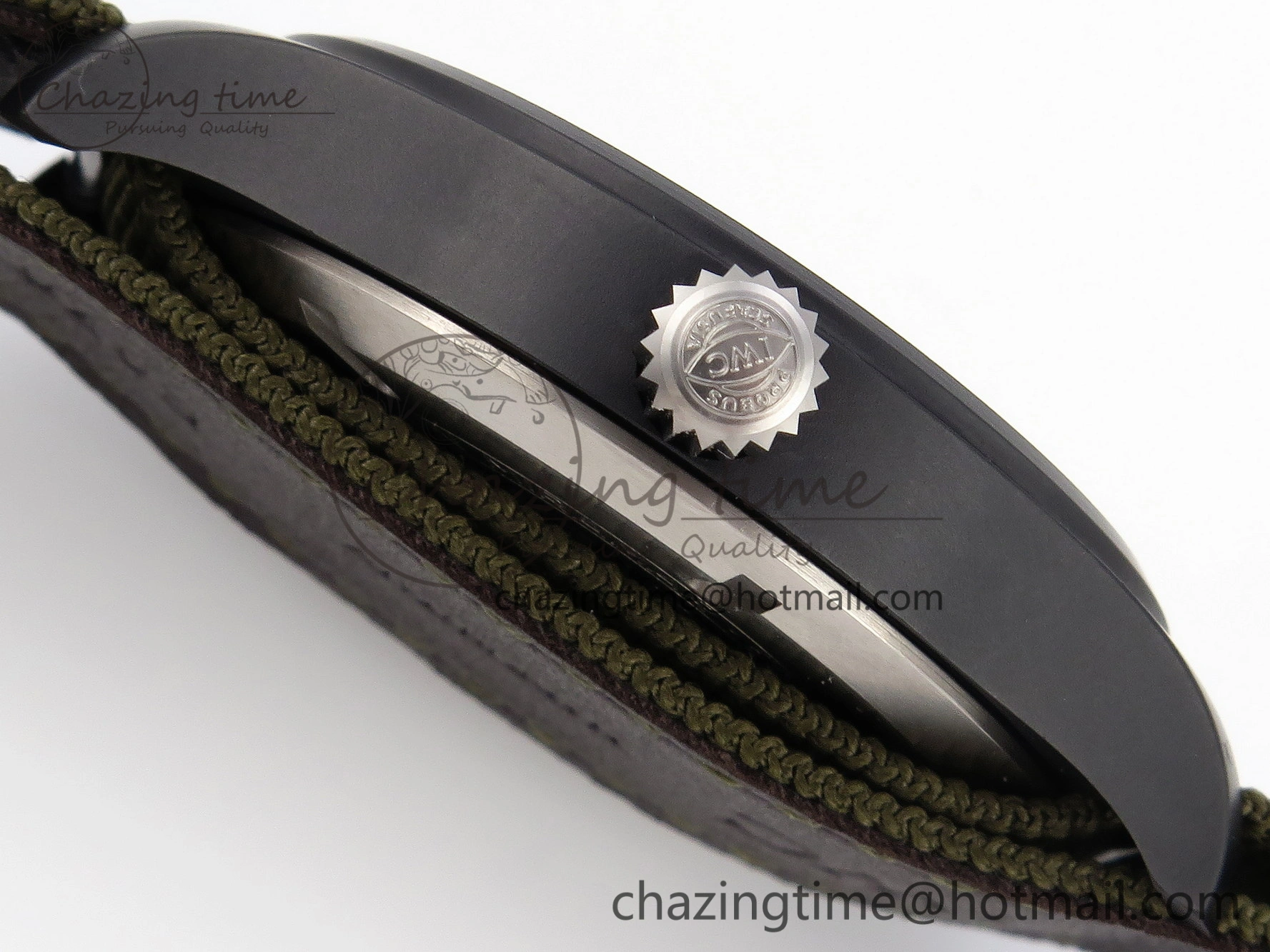 Mark XVIII Top Gun “SFTI” Black Ceramic IW324712 ZF 1:1 Best Edition on Green Nylon Strap A32111