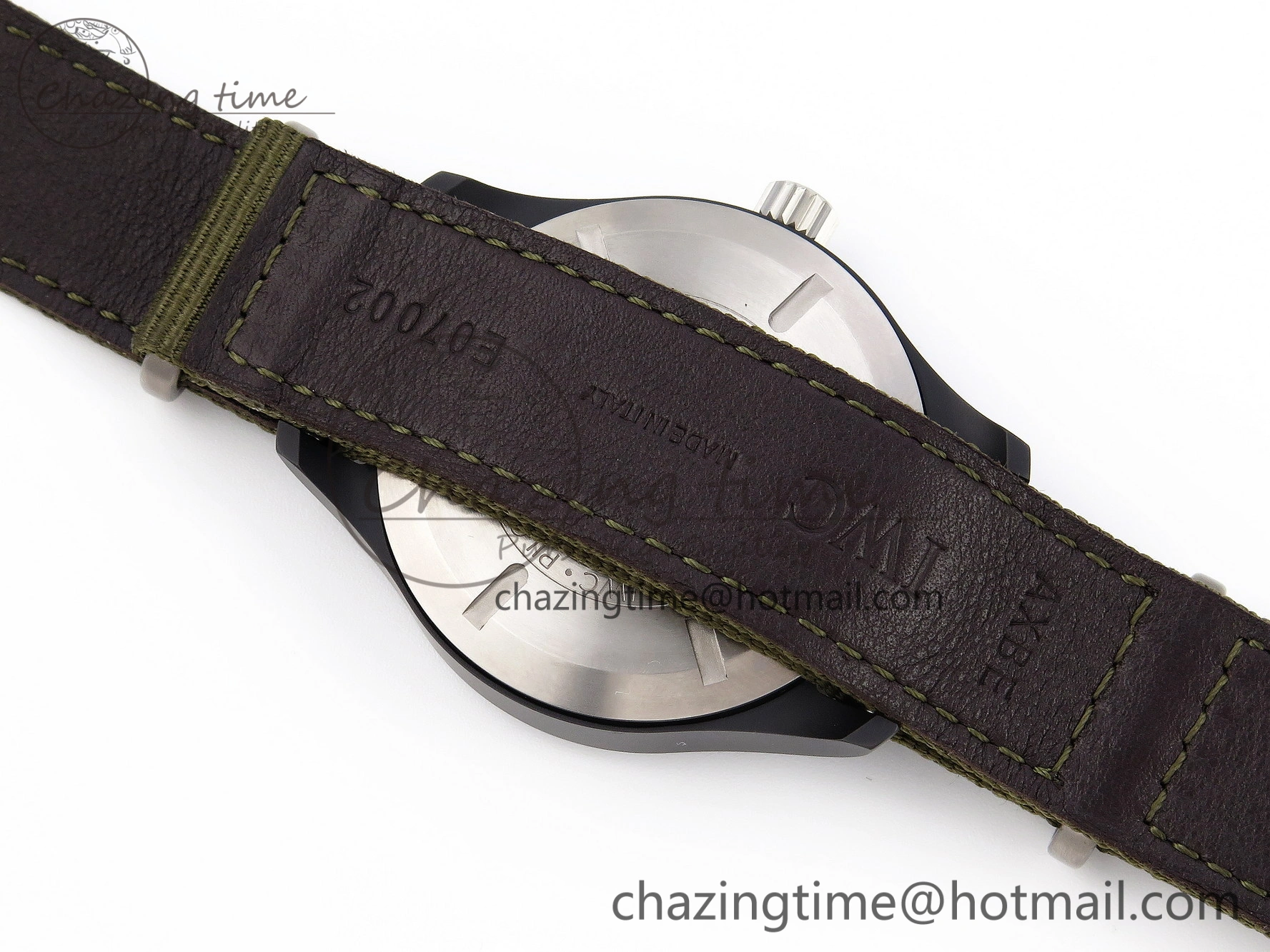 Mark XVIII Top Gun “SFTI” Black Ceramic IW324712 ZF 1:1 Best Edition on Green Nylon Strap A32111