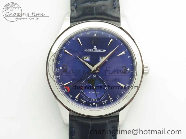 Master Calendar OMF 1:1 Best Edition Blue Dial on Blue Leather Strap A866