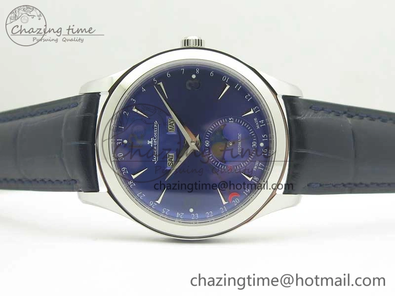 Master Calendar OMF 1:1 Best Edition Blue Dial on Blue Leather Strap A866