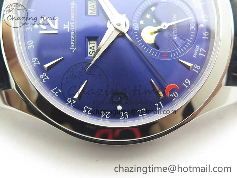 Master Calendar OMF 1:1 Best Edition Blue Dial on Blue Leather Strap A866
