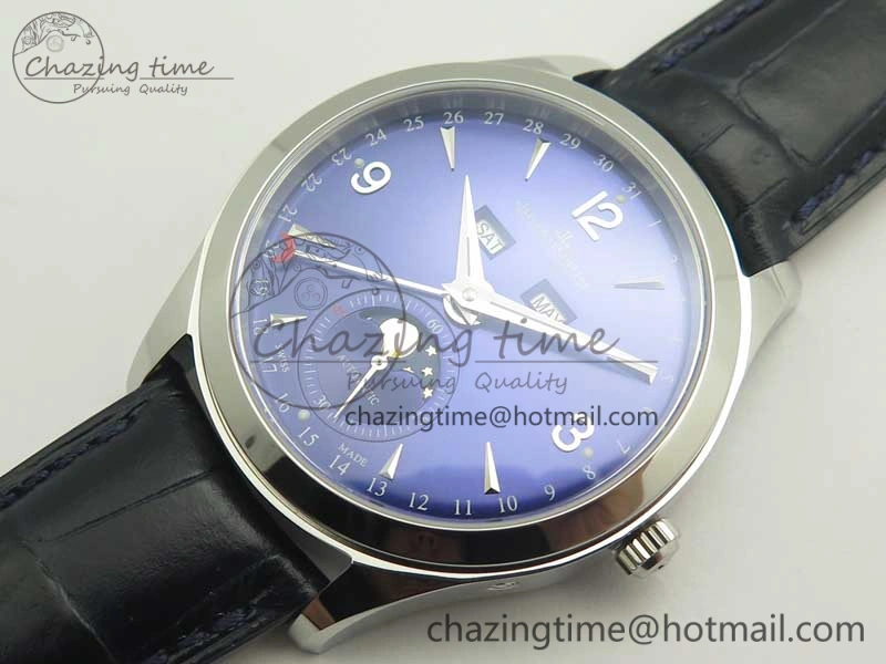 Master Calendar OMF 1:1 Best Edition Blue Dial on Blue Leather Strap A866