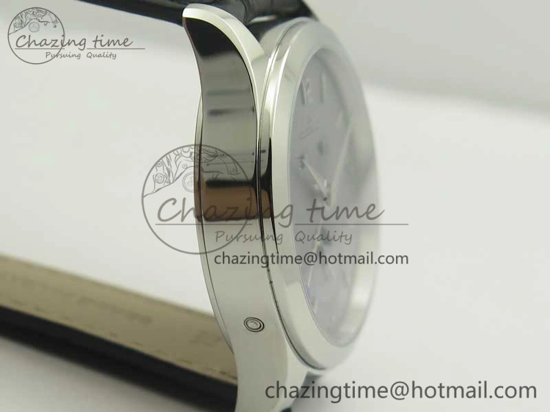 Master Calendar OMF 1:1 Best Edition Gray Textured Dial on Black Leather Strap A866