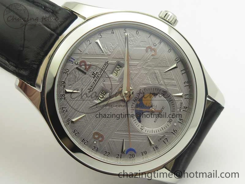Master Calendar OMF 1:1 Best Edition Gray Textured Dial on Black Leather Strap A866