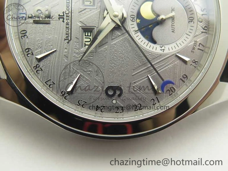 Master Calendar OMF 1:1 Best Edition Gray Textured Dial on Black Leather Strap A866