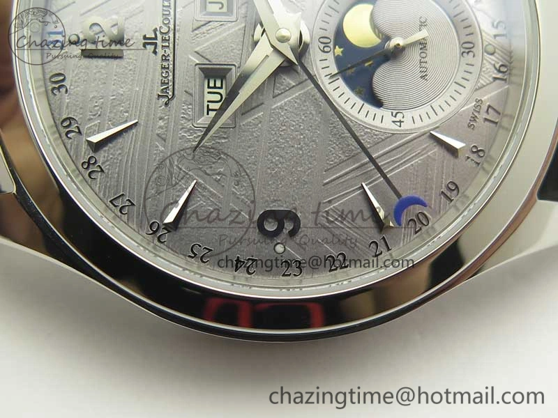 Master Calendar OMF 1:1 Best Edition Gray Textured Dial on Black Leather Strap A866