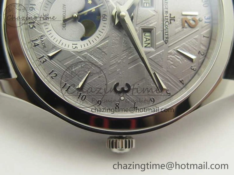 Master Calendar OMF 1:1 Best Edition Gray Textured Dial on Black Leather Strap A866