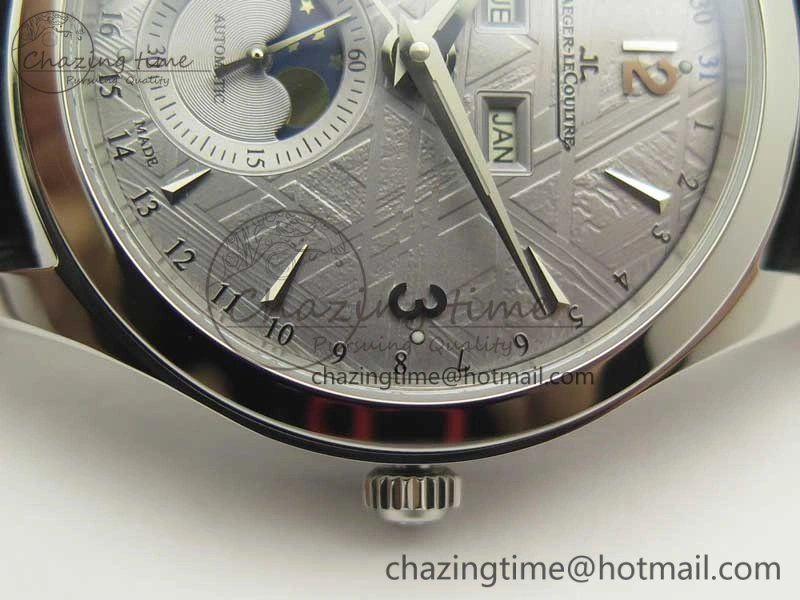 Master Calendar OMF 1:1 Best Edition Gray Textured Dial on Black Leather Strap A866