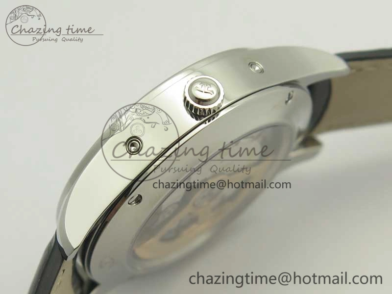 Master Calendar OMF 1:1 Best Edition Gray Textured Dial on Black Leather Strap A866