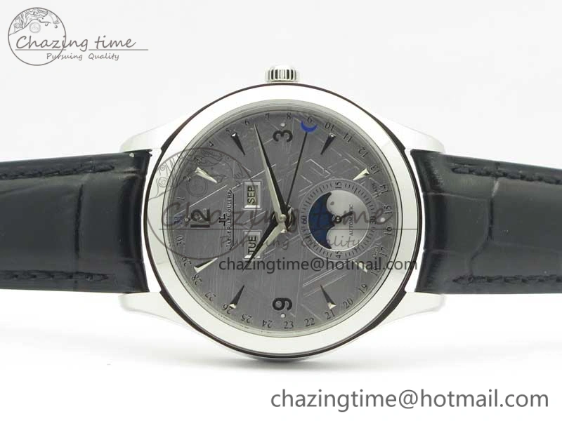 Master Calendar OMF 1:1 Best Edition Gray Textured Dial on Black Leather Strap A866