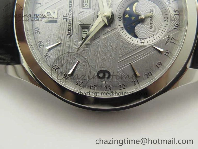 Master Calendar OMF 1:1 Best Edition Gray Textured Dial on Black Leather Strap A866