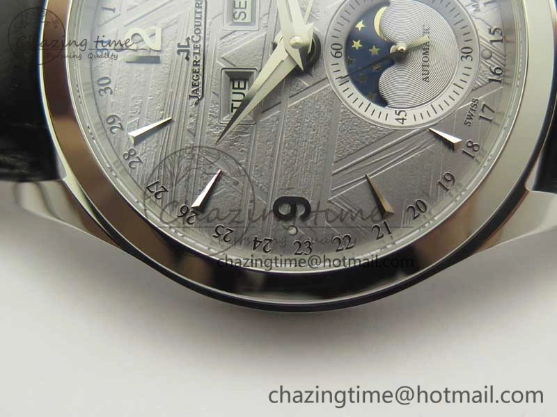 Master Calendar OMF 1:1 Best Edition Gray Textured Dial on Black Leather Strap A866