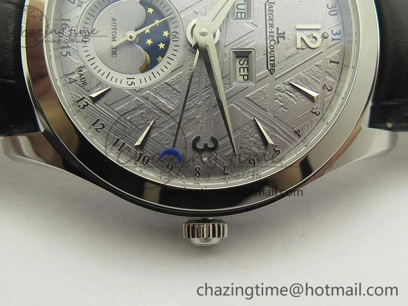 Master Calendar OMF 1:1 Best Edition Gray Textured Dial on Black Leather Strap A866