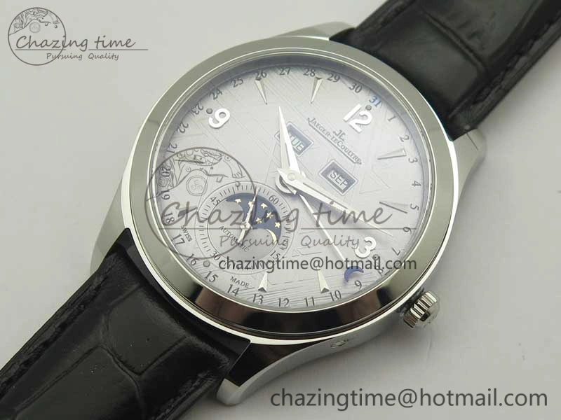 Master Calendar OMF 1:1 Best Edition Gray Textured Dial on Black Leather Strap A866
