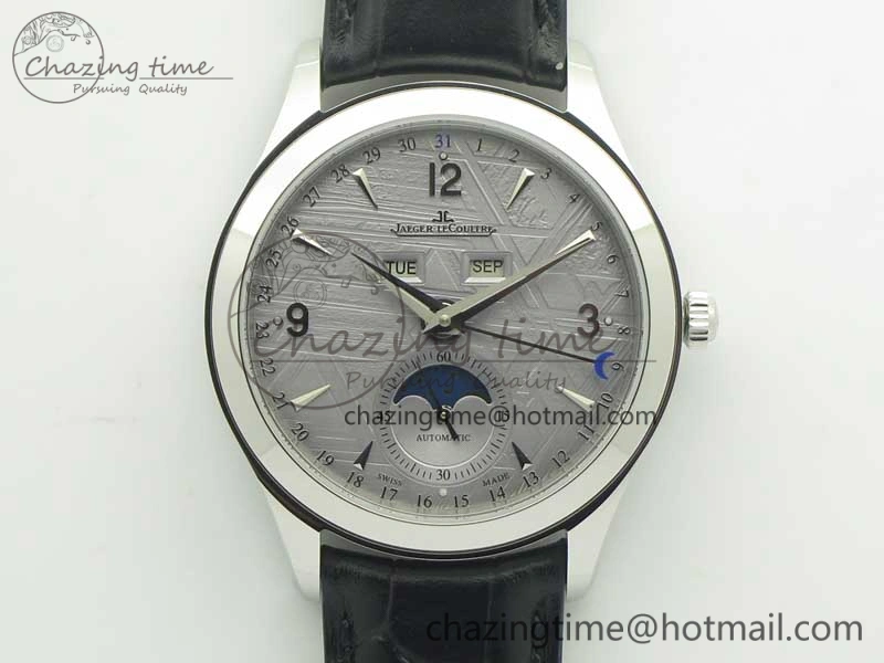 Master Calendar OMF 1:1 Best Edition Gray Textured Dial on Black Leather Strap A866