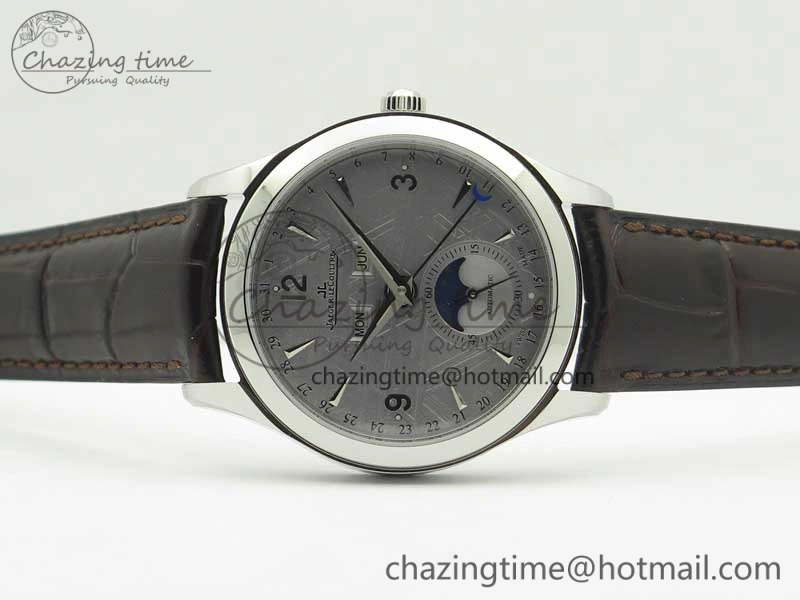 Master Calendar OMF 1:1 Best Edition Gray Textured Dial on Brown Leather Strap A866