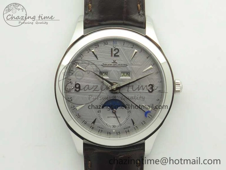 Master Calendar OMF 1:1 Best Edition Gray Textured Dial on Brown Leather Strap A866