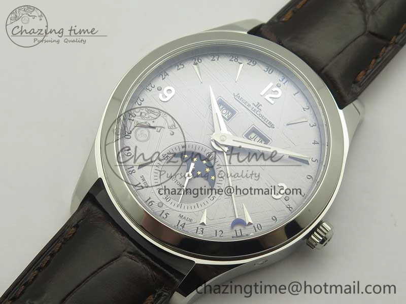 Master Calendar OMF 1:1 Best Edition Gray Textured Dial on Brown Leather Strap A866