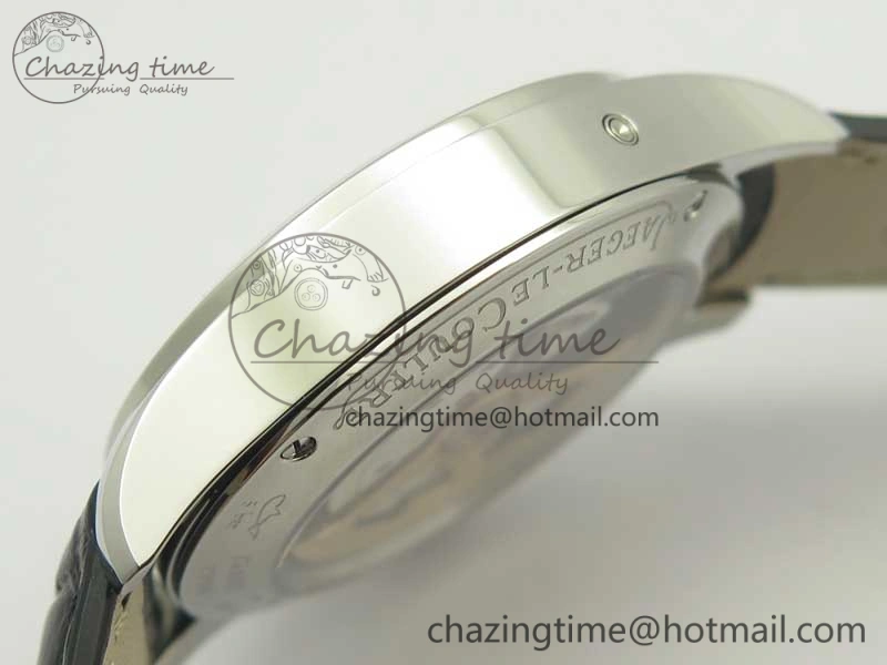Master Calendar OMF 1:1 Best Edition White Dial Black Markers on Black Leather Strap A866