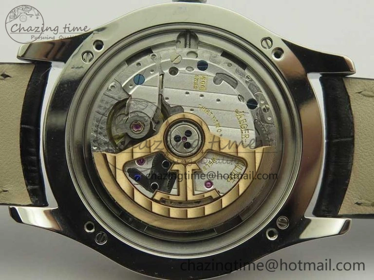 Master Calendar OMF 1:1 Best Edition White Dial Black Markers on Black Leather Strap A866