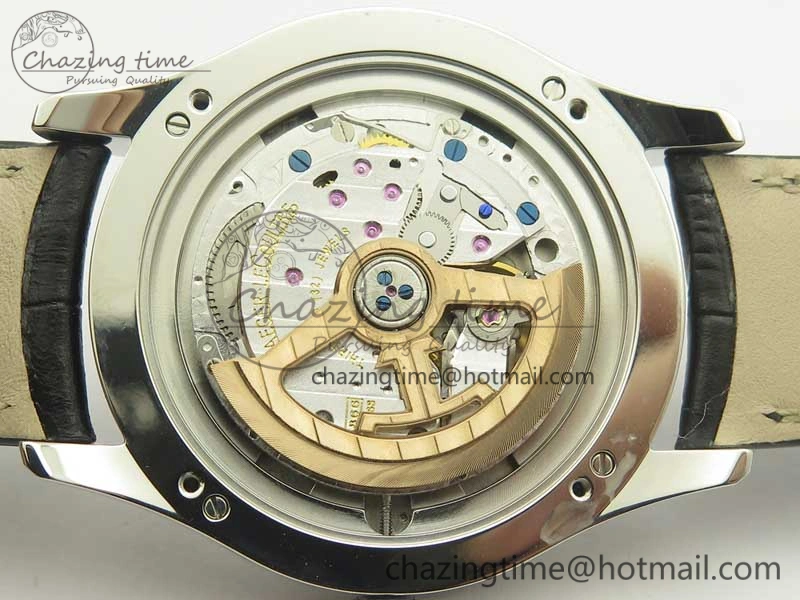 Master Calendar OMF 1:1 Best Edition White Dial Black Markers on Black Leather Strap A866