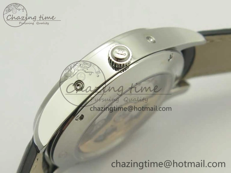 Master Calendar OMF 1:1 Best Edition White Dial on Black Leather Strap A866