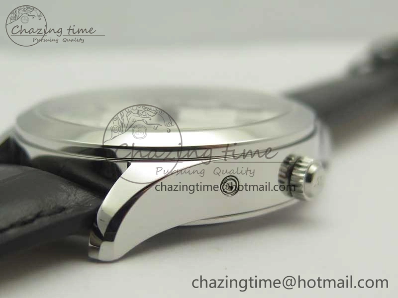 Master Calendar OMF 1:1 Best Edition White Dial on Black Leather Strap A866