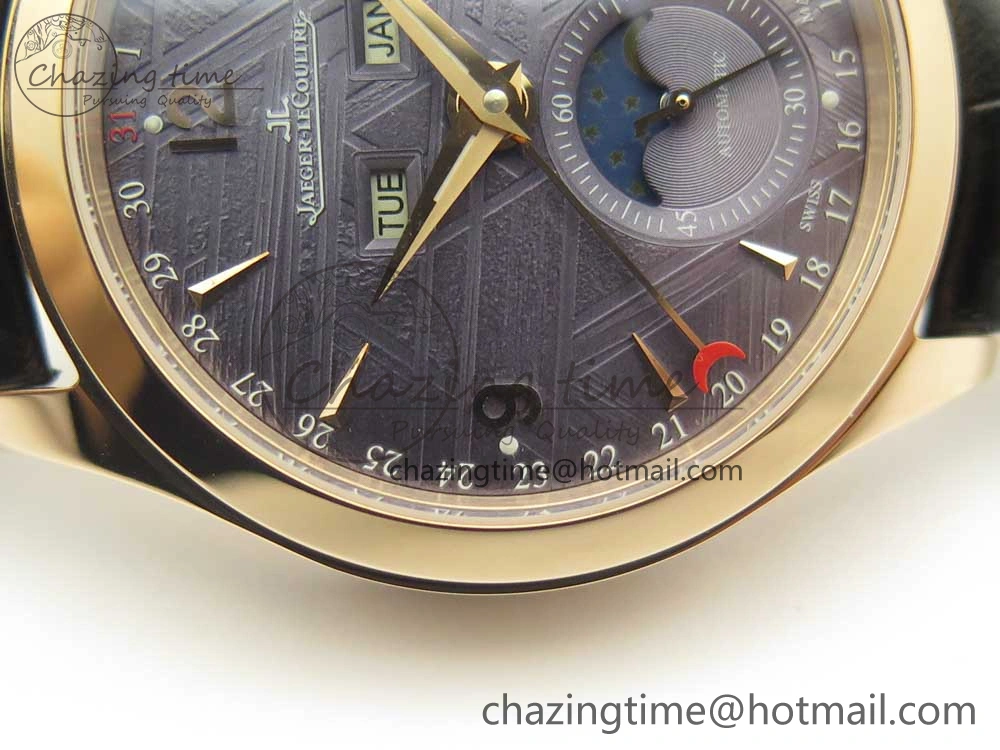 Master Calendar RG OMF 1:1 Best Edition Blue Dial on Black Leather Strap A866