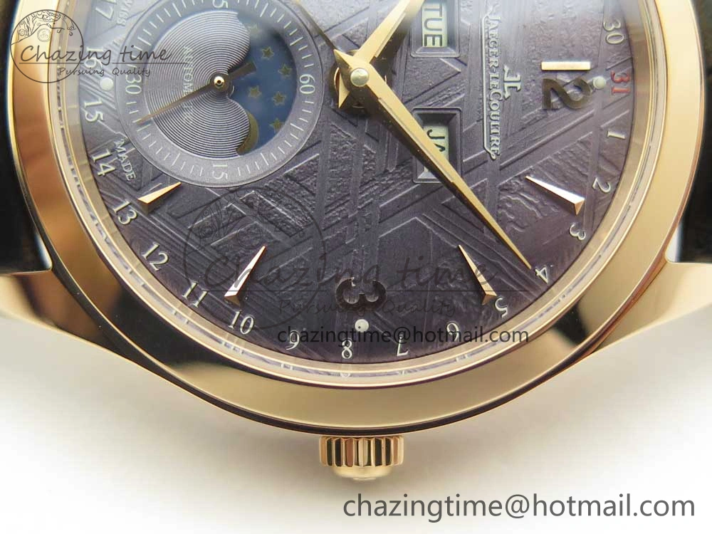 Master Calendar RG OMF 1:1 Best Edition Blue Dial on Black Leather Strap A866