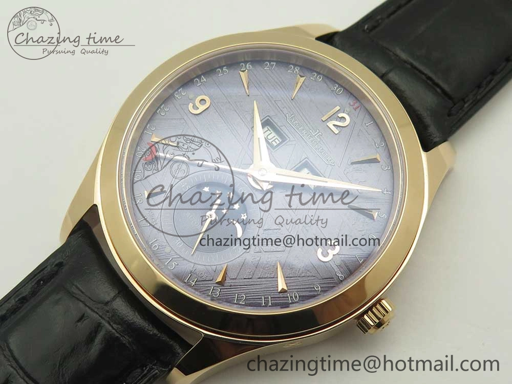 Master Calendar RG OMF 1:1 Best Edition Blue Dial on Black Leather Strap A866