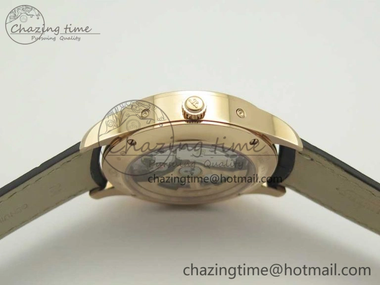 Master Calendar RG OMF 1:1 Best Edition Blue Dial on Black Leather Strap A866