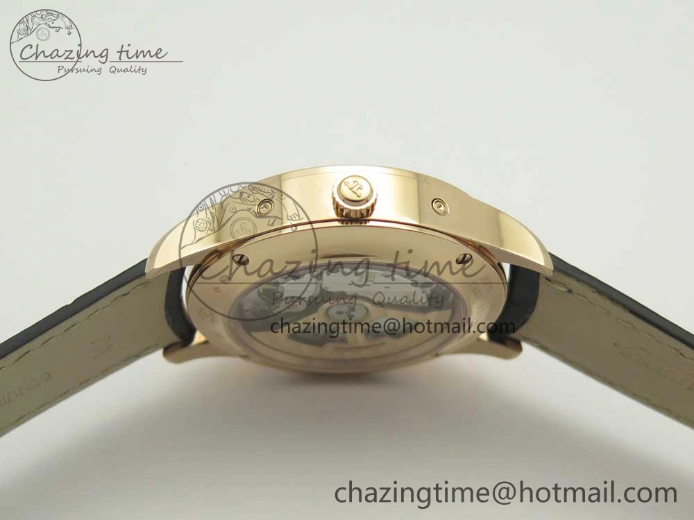 Master Calendar RG OMF 1:1 Best Edition Blue Dial on Black Leather Strap A866