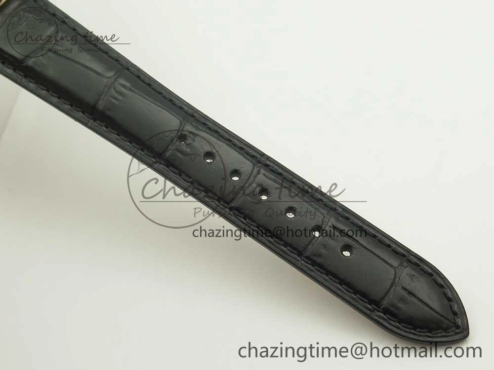 Master Calendar RG OMF 1:1 Best Edition Blue Dial on Black Leather Strap A866