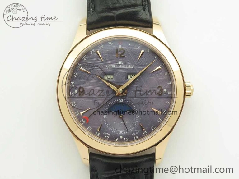 Master Calendar RG OMF 1:1 Best Edition Blue Dial on Black Leather Strap A866